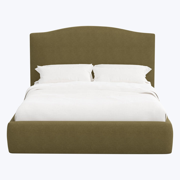 Camille Platform Bed Twin / Linen Olive