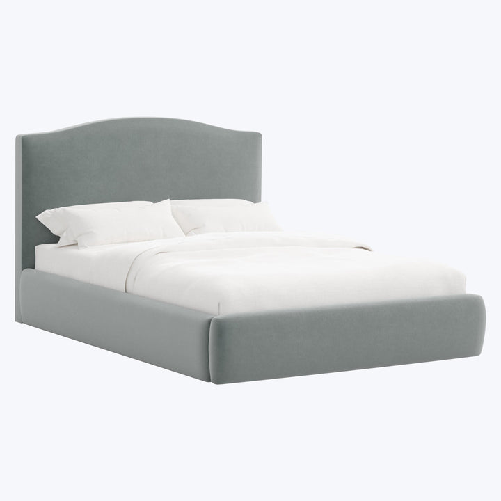 Camille Platform Bed Twin / Performance Velvet Lichen