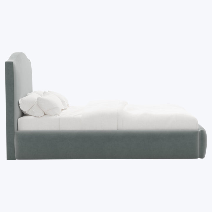 Camille Platform Bed Twin / Performance Velvet Lichen