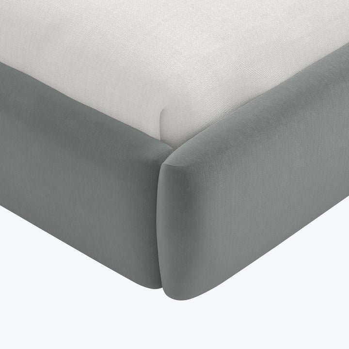 Camille Platform Bed Twin / Performance Velvet Lichen