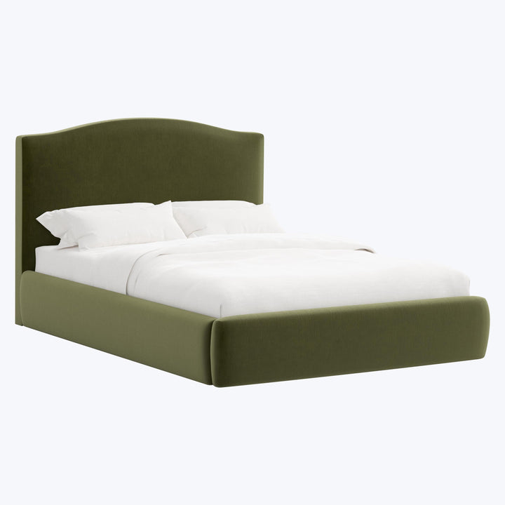Camille Platform Bed Twin / Performance Velvet Moss