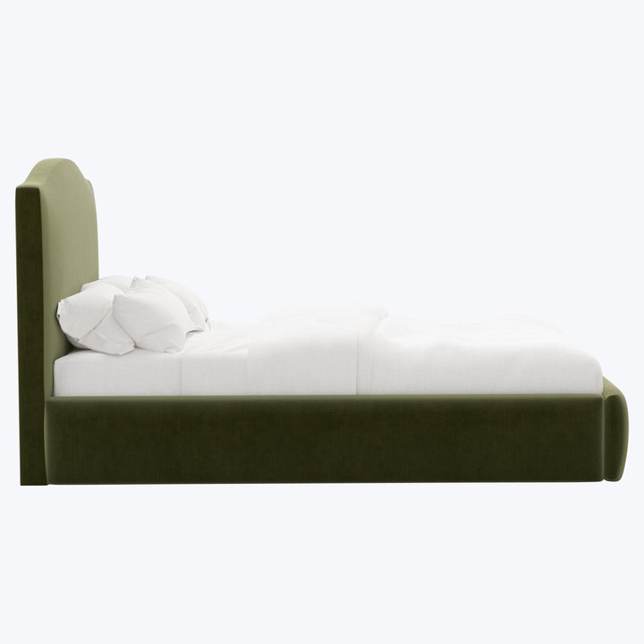 Camille Platform Bed Twin / Performance Velvet Moss