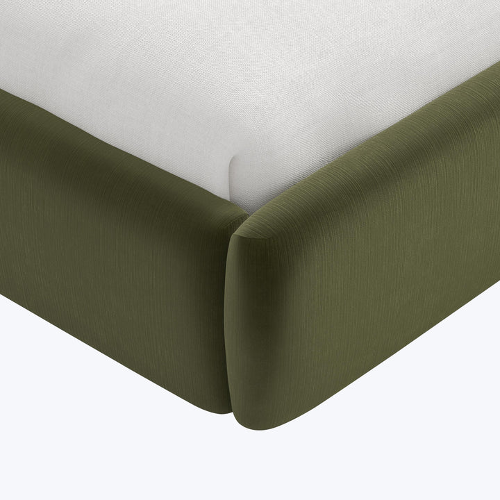 Camille Platform Bed Twin / Performance Velvet Moss