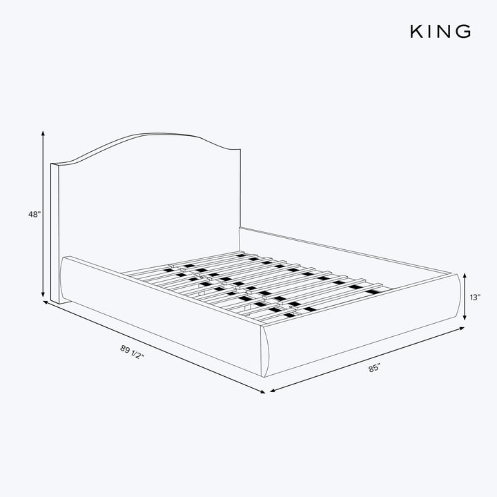 Camille Platform Bed King / Zuma Linen White