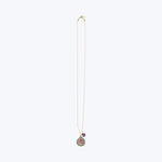 Caged  Orbit Drop Necklace - Watermelon Tourmaline, Pyrite, Pink Tourmaline