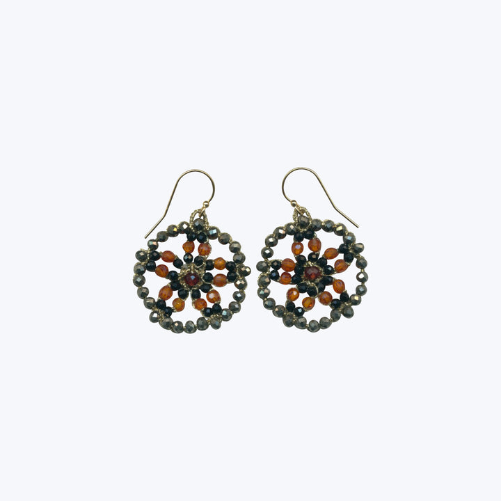Woven Gold Cord Wheel Earrings