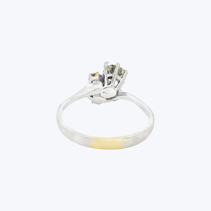 French Diamond Bypass Ring in 18k White Gold