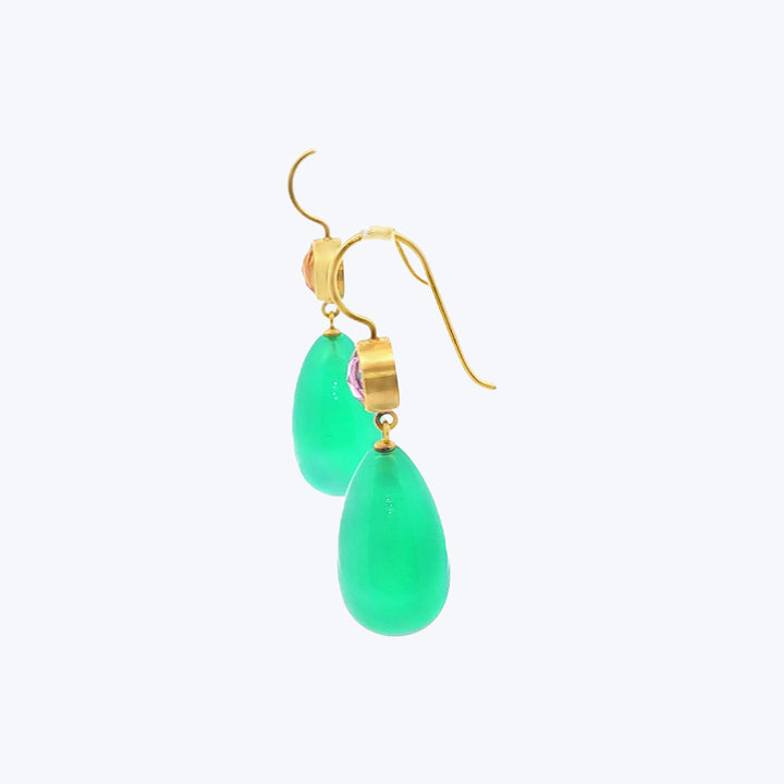 22K / 18K Mallary Marks Sapphire and Chrysoprase Eve Drop Earrings