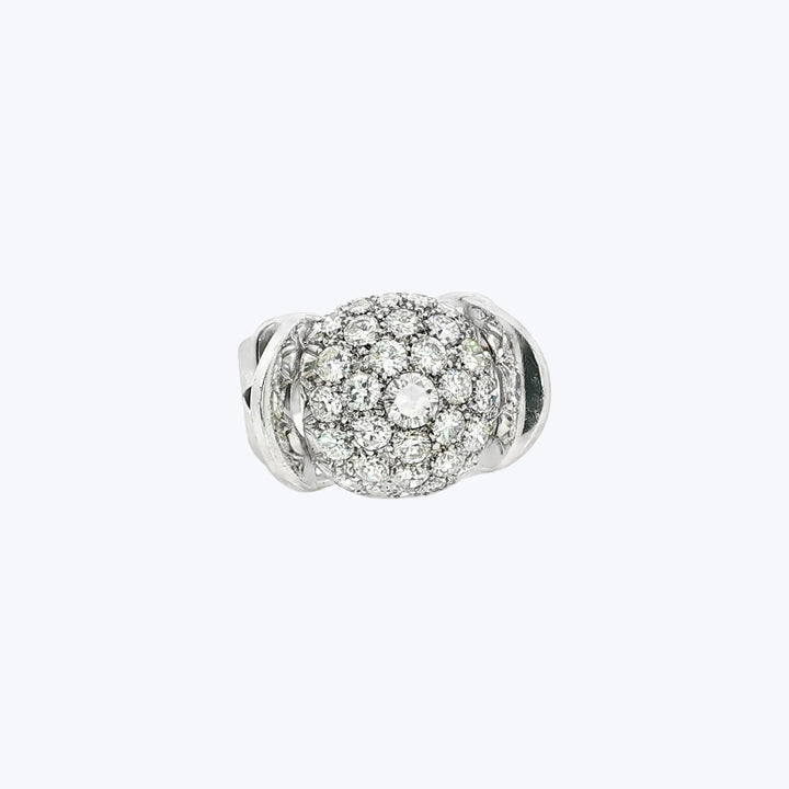 1950s Diamond Dome Cocktail Ring in White Gold