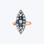 Victorian Marquise Diamond and Sapphire Ring