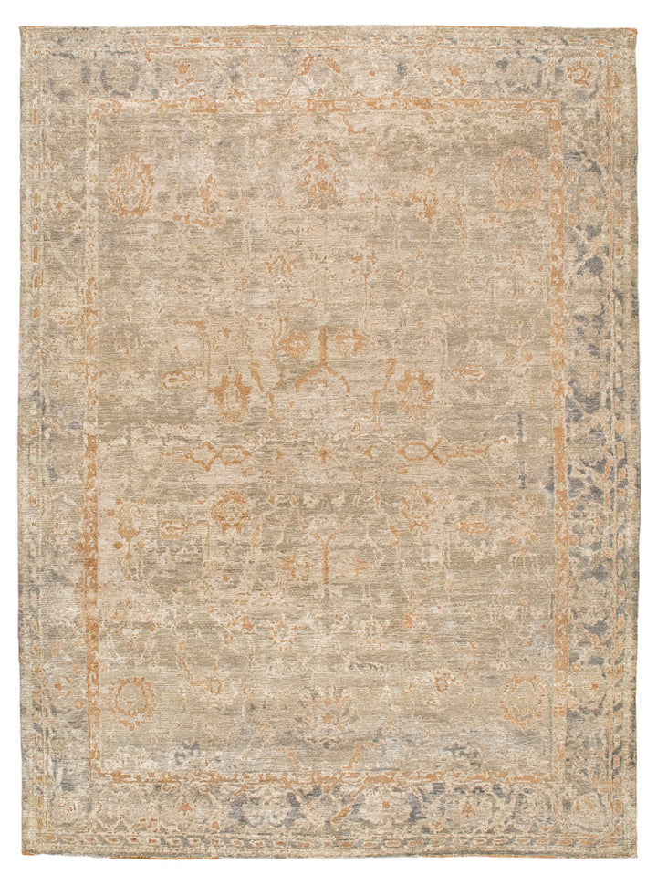 Natural Traditional Silk Wool Linen Blend Rug - 8' x 10'