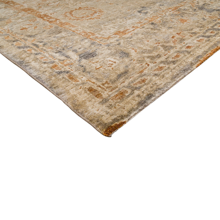 Natural Traditional Silk Wool Linen Blend Rug - 8' x 10'