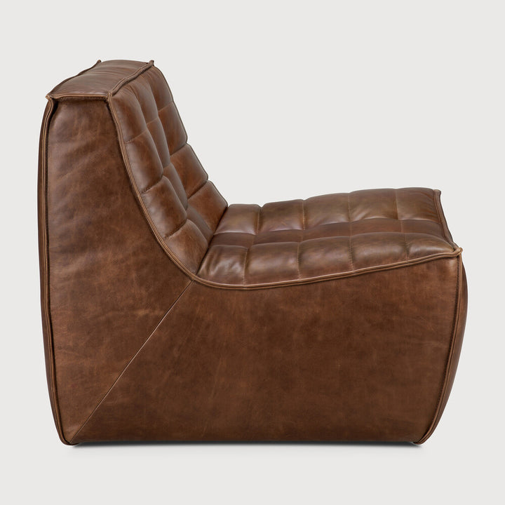 N701 Tufted Armless Chair Chestnut Leather