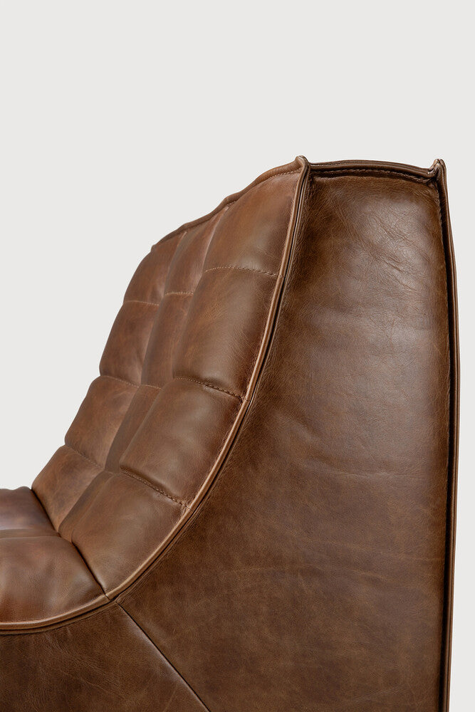 N701 Tufted Armless Chair Chestnut Leather
