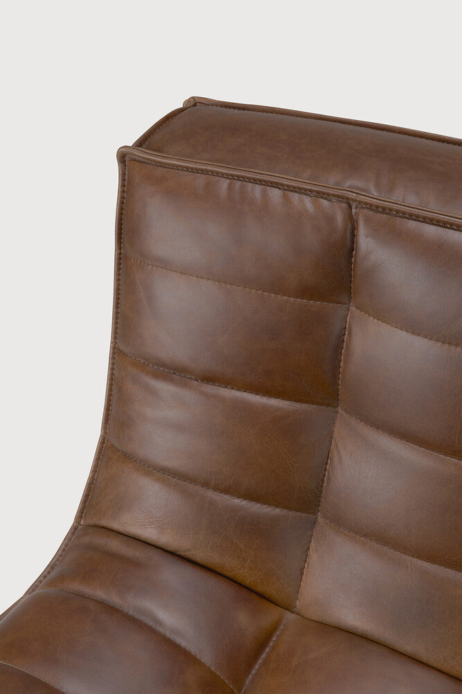 N701 Tufted Armless Chair Chestnut Leather