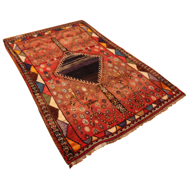 Vintage Traditional Persian Gabbeh Wool Rug - 4'4" x 6'10"