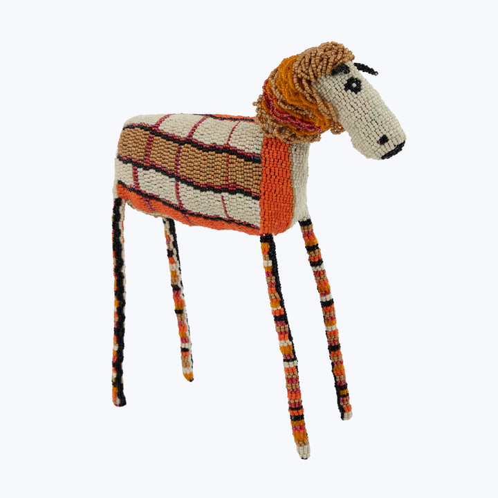 Small Orange Check Beaded Horse