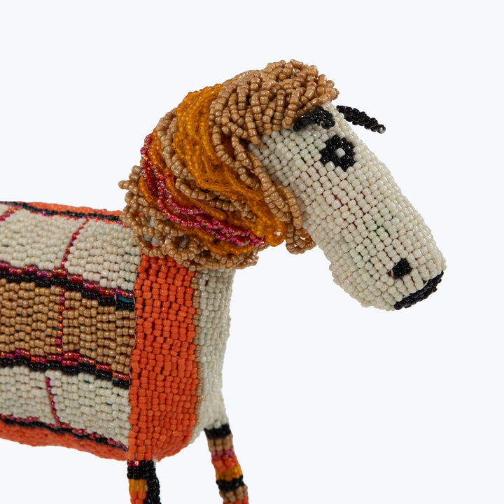 Small Orange Check Beaded Horse