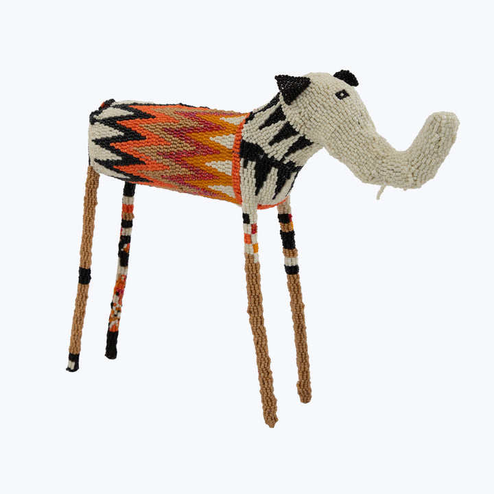Medium Orange Chevron Beaded Elephant