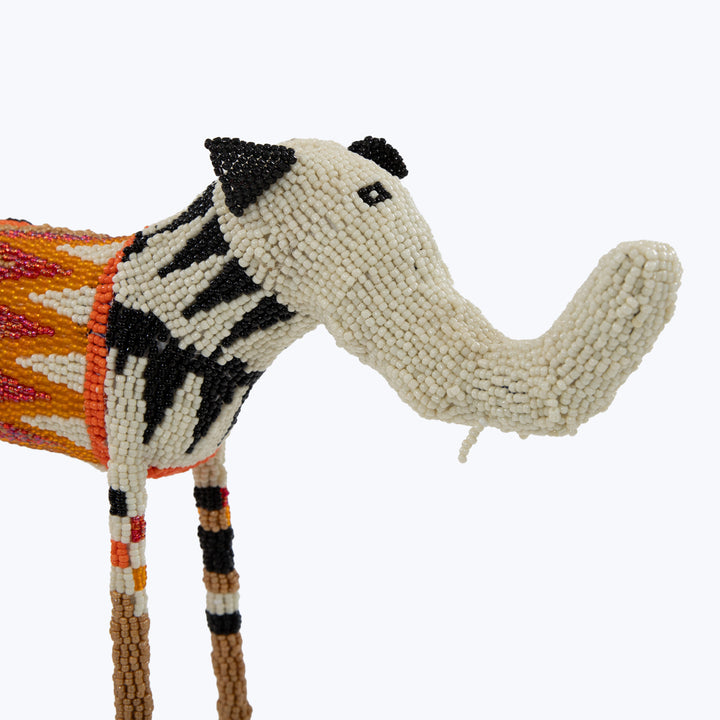 Medium Orange Chevron Beaded Elephant