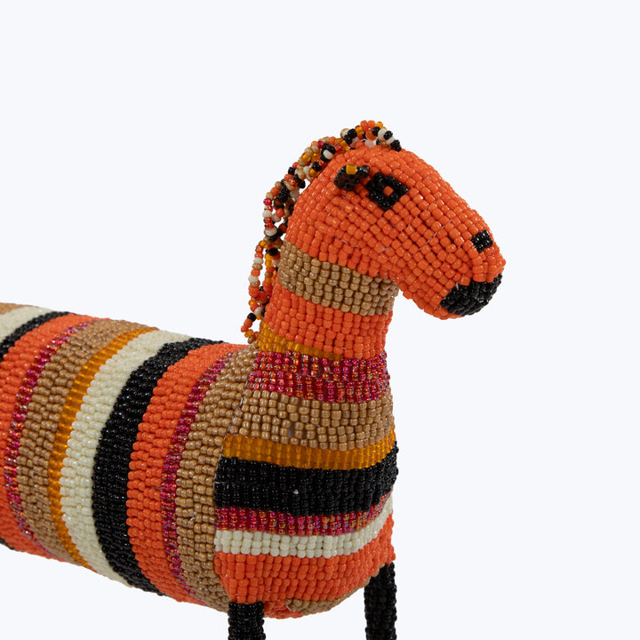 Medium Orange Striped Beaded Horse