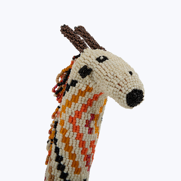Large Orange Zig Zag Beaded Giraffe