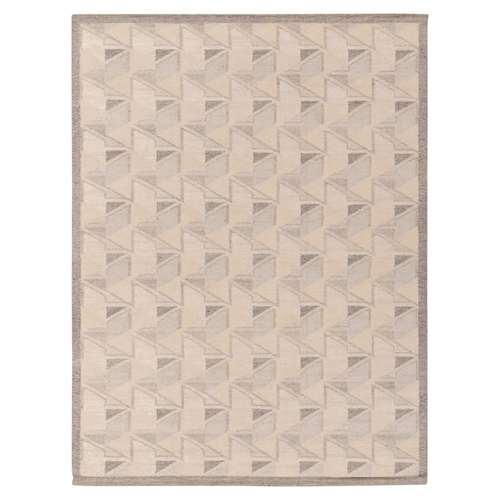 Grey Swedish Inspired Flatweave Wool Rug - 6' x 8'10"