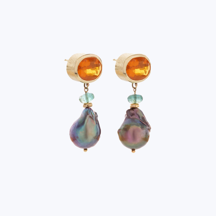 Image for WAIHEKE: Opal, Paraíba Tourmaline and Pearl Earrings