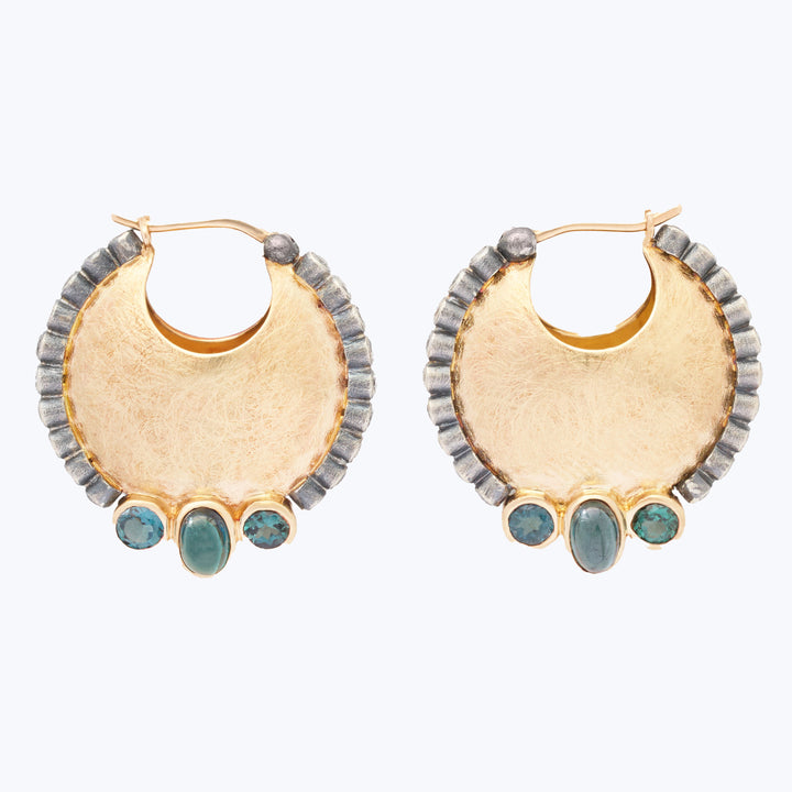 Image for HAURAKI: Tourmaline Shield Hoops