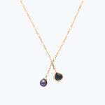 Image for KOHI: Tourmaline, Pearl and Diamond Lariat Necklace