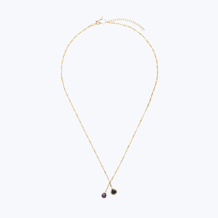 Image for KOHI: Tourmaline, Pearl and Diamond Lariat Necklace