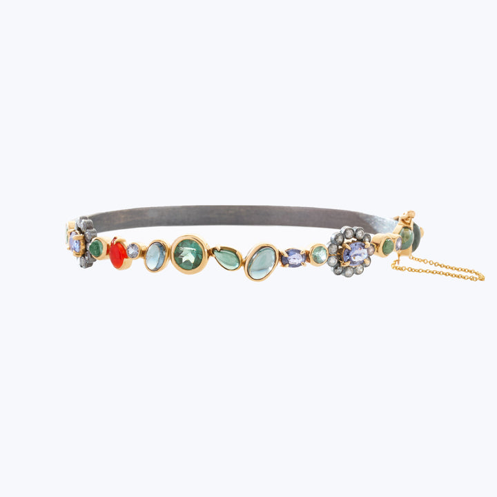 Image for MOUNT EDEN: Sapphire, Tourmaline, Opal and Diamond Cluster Bangle