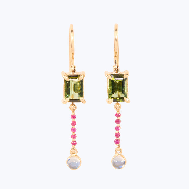 Image for HOLYROOD PALACE: Tourmaline, Ruby and Moonstone Earrings