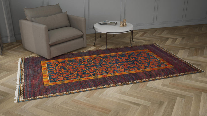 Purple Vintage Traditional Wool Rug - 6'3" x 11'6"