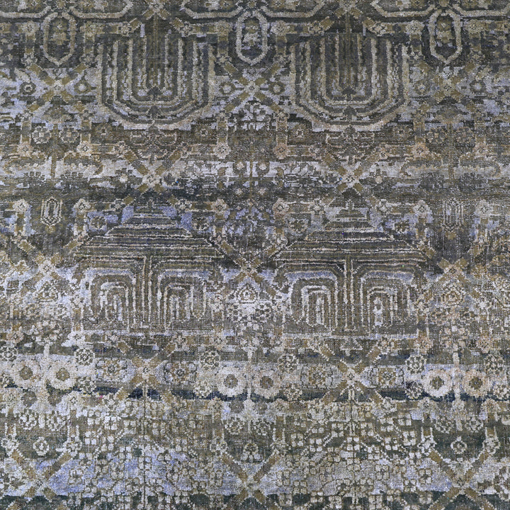Brown Alchemy Traditional Silk Wool Blend Rug - 9'2" x 12'1"