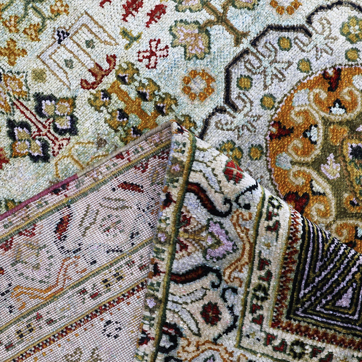 Yellow Alchemy Traditional Silk Wool Blend Rug - 5'9" x 8'9"