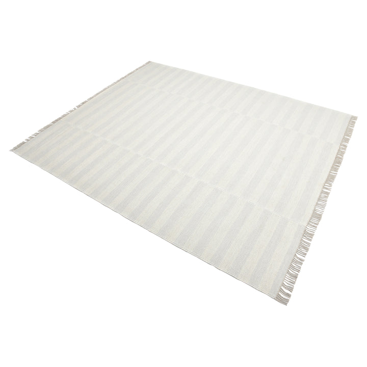 Ivory Flatweave Wool Cotton Blend Rug