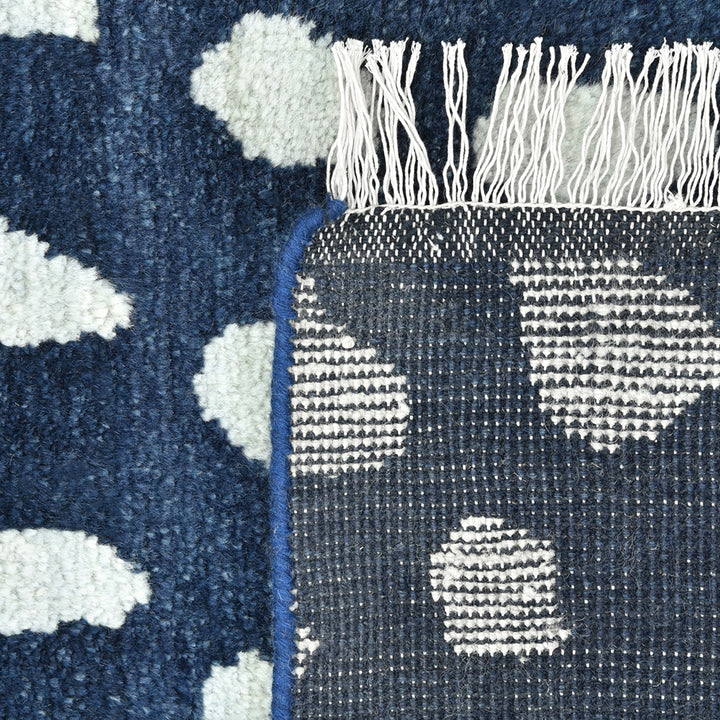Navy Contemporary Wool Cotton Blend Rug
