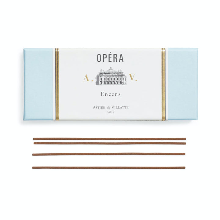 Elegant presentation of Astier de Villatte's OPÉRA incense sticks.