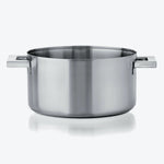 New stainless steel pot with simple design and durable handles.