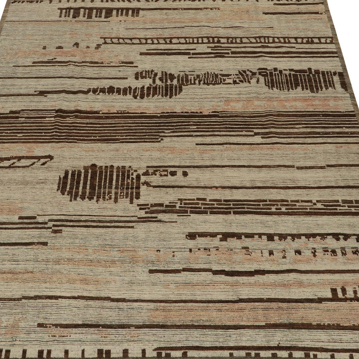 Close-up of modern abstract textile with distressed stripe pattern.